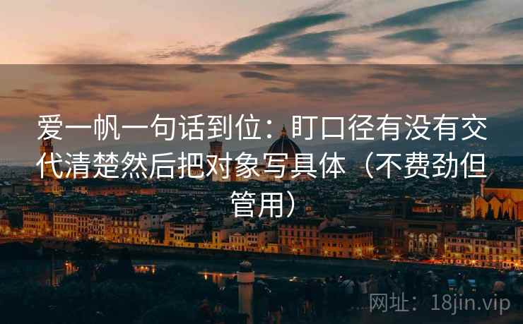 爱一帆一句话到位：盯口径有没有交代清楚然后把对象写具体（不费劲但管用）