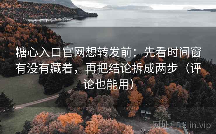 糖心入口官网想转发前：先看时间窗有没有藏着，再把结论拆成两步（评论也能用）